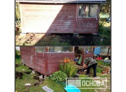 Подъем бани и ремонт фундамента на блоках в Синявино