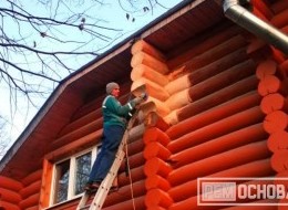 Замена венца в стене дома из остроганного бревна в г. Химки Московской области